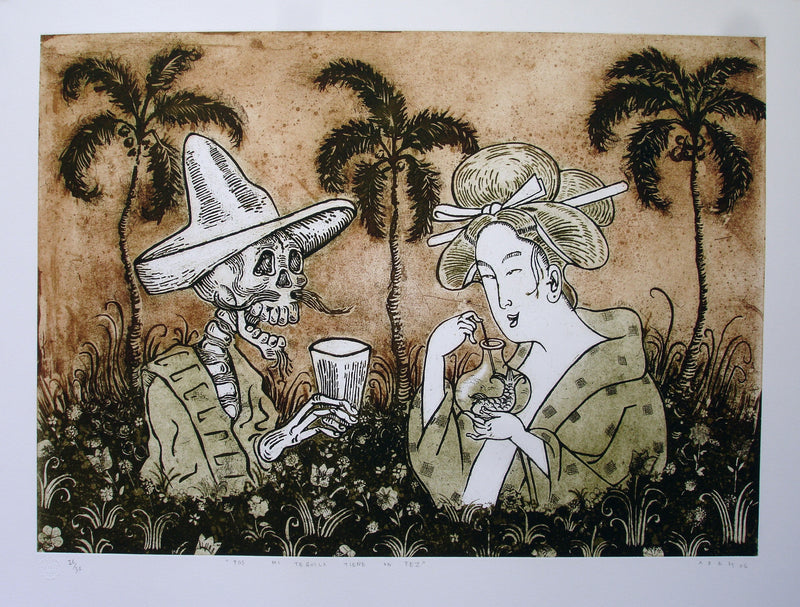 Eduardo ABELA, "Pos mi tequila tiene un pez", Etching (ABE101)