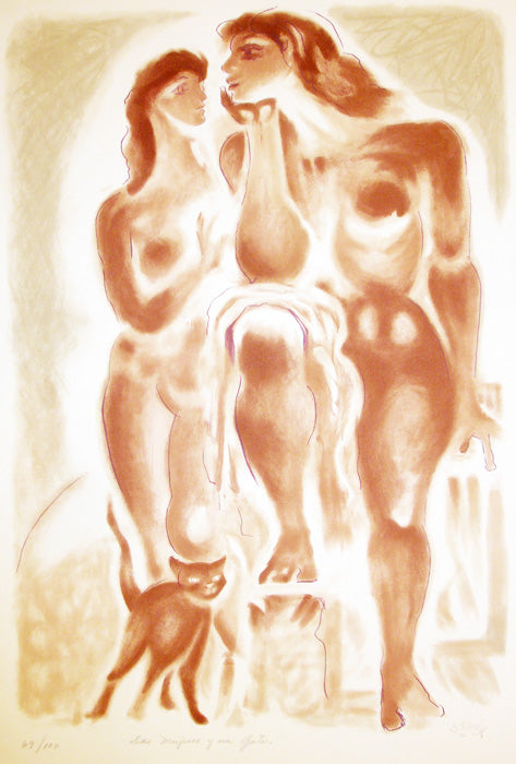 Santos BALMORI PICAZO, "Dos mujeres un gato", Silkscreen (BAL301)
