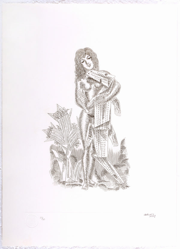 Adigio Benítez, "Mulata y lagarto", Etching (BEN101)