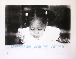 Raúl CORDERO, "32 hrs 53 min kcal: 783 fat: 35%", Etching