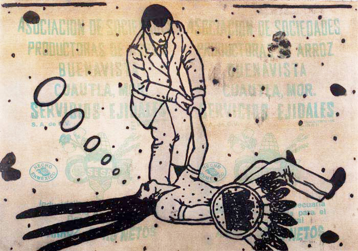 Demián FLORES, "Self Defense", Etching