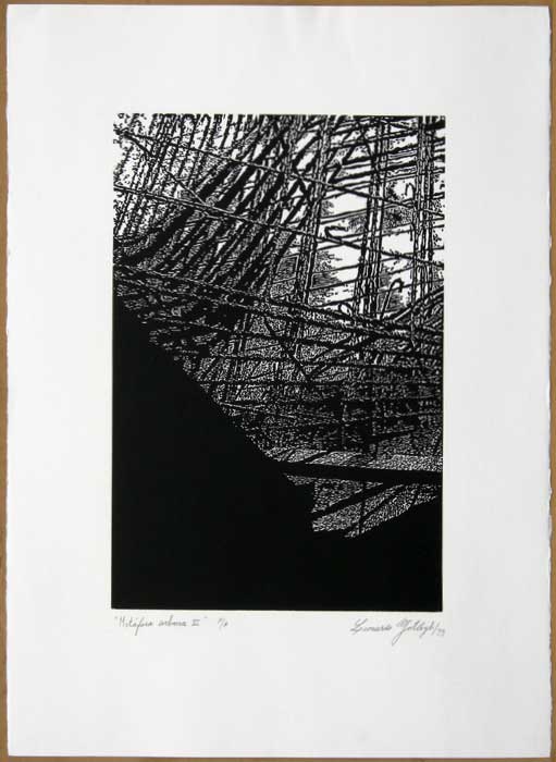 Leonardo GOTLEYB, "Urban metaphor VI", Woodcut