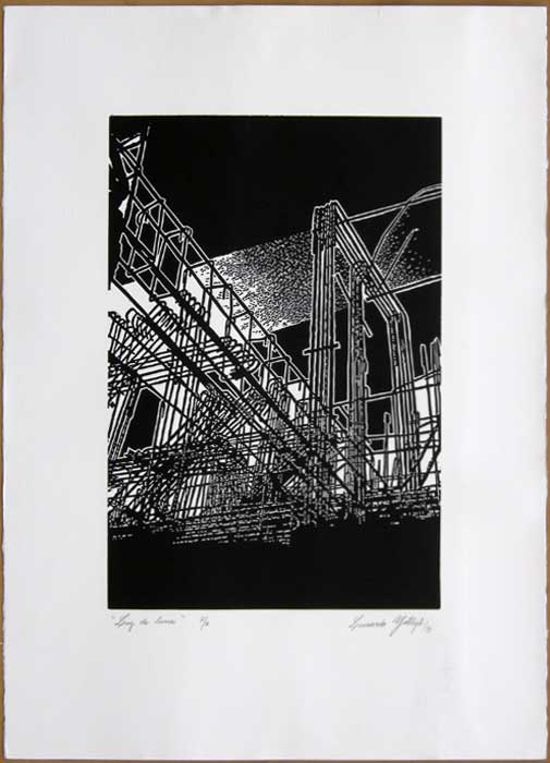 Leonardo GOTLEYB, "Moonlight", Woodcut
