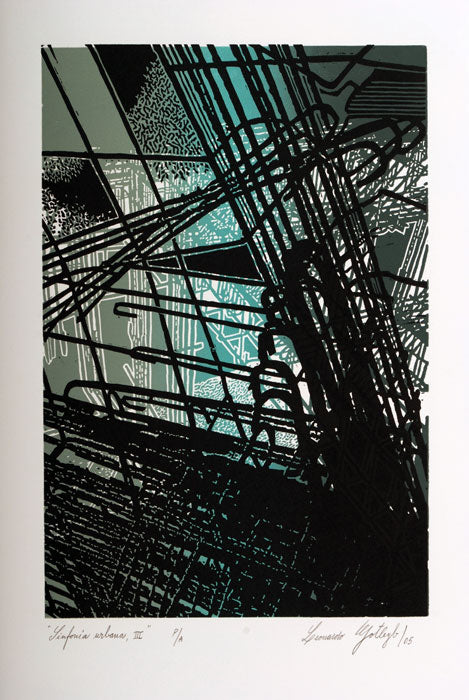 Leonardo GOTLEYB, "Urban symphony III", Woodcut