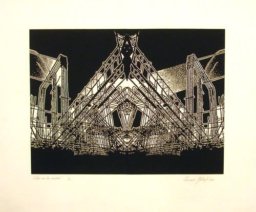 Leonardo GOTLEYB, "Only in the city", Woodcut