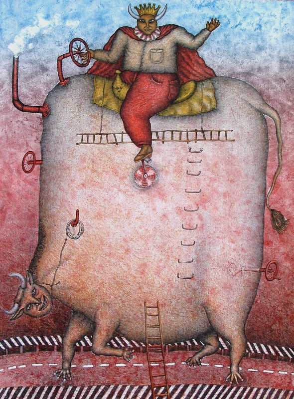 Maximino JAVIER, "La vaca mecánica", Lithograph (JAV301)