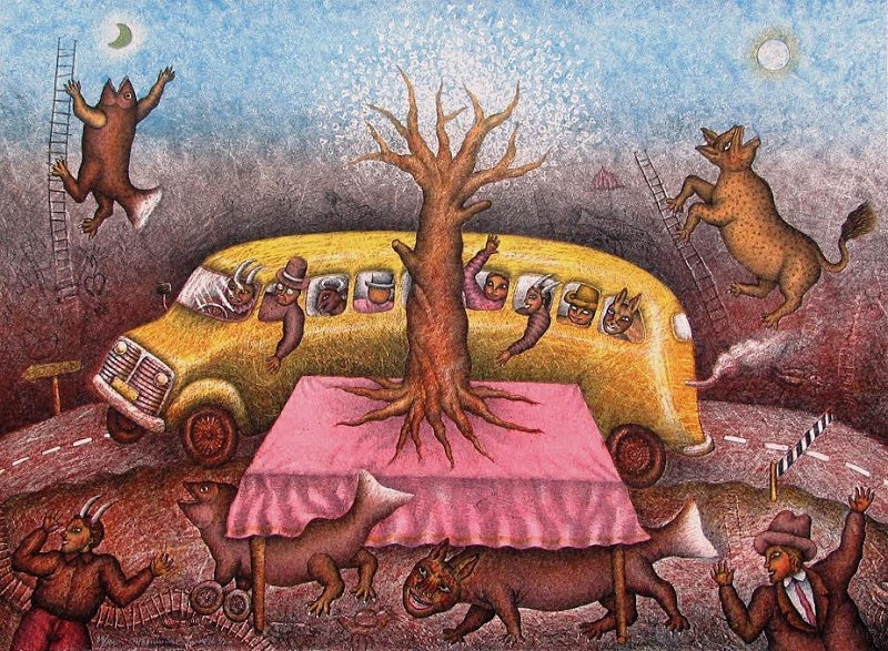 Maximino JAVIER, "El rápido a Oaxaca", Lithograph (JAV309)