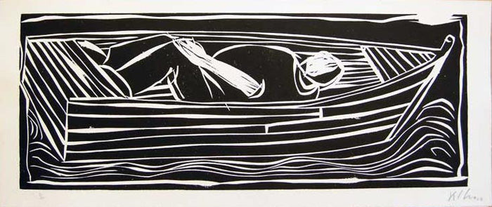 KCHO (Alexis Leiva Machado), "Autorretrato", Woodcut (KCH111)