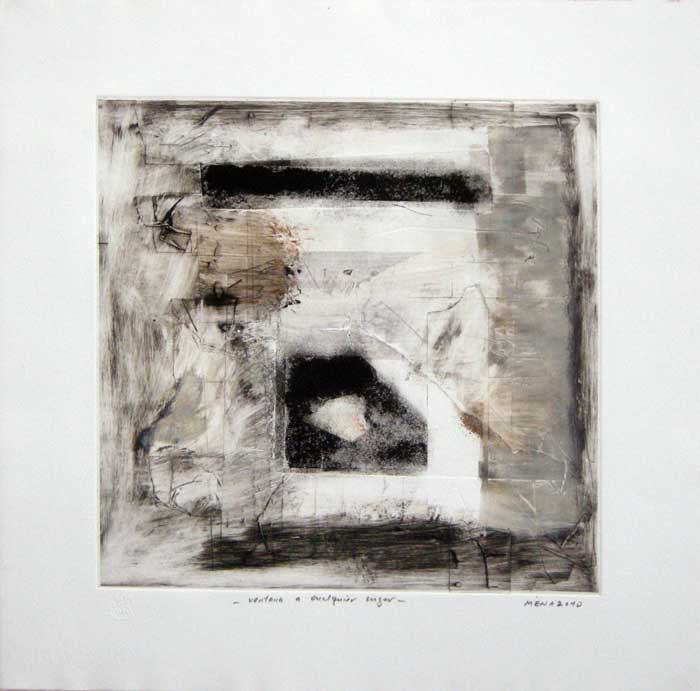 Rigoberto MENA, #108,"Window to any places" (Ventana a cualquier lugar), Monotype