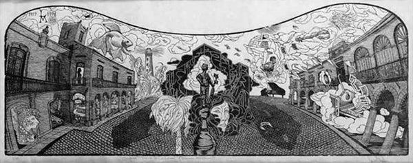 Luis Miguel VALDÉS, "Sinfonía Plaza de La Catedral", Woodcut (VAL145)