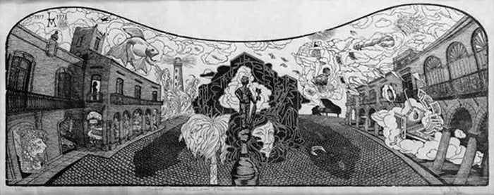 Luis Miguel VALDÉS, "Sinfonía Plaza de La Catedral", Woodcut (VAL145)
