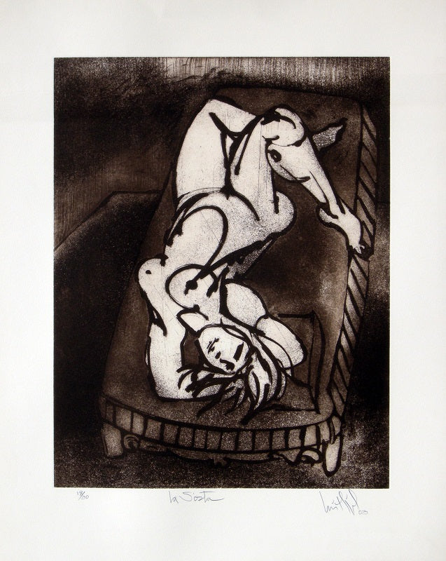 Luis Miguel VALDÉS, "The nap", Etching (VAL156)
