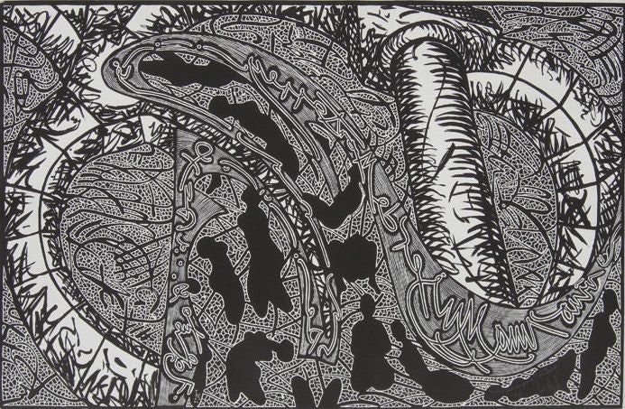 Luis Miguel VALDÉS, "Y vino una mujer de Monterrey", Woodcut (VAL225)
