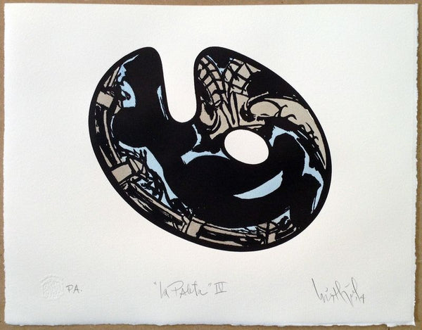 Luis Miguel VALDÉS, "La Paleta IV", Woodcut & watercolor (VAL334)