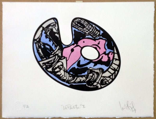 Luis Miguel VALDÉS,  "La Paleta V", Woodcut & watercolor (VAL335)