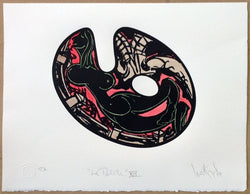 Luis Miguel VALDÉS, "La Paleta XIV", Woodcut & watercolor (VAL344)