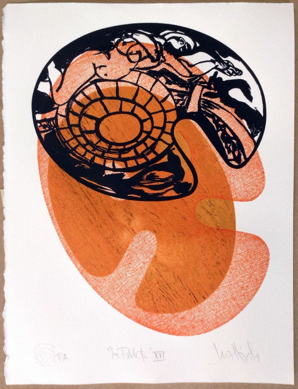 Luis Miguel VALDÉS, "La Paleta XVI", Woodcut & watercolor (VAL346)
