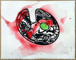 Luis Miguel VALDÉS, "La Paleta XVII", Woodcut & watercolor (VAL347)