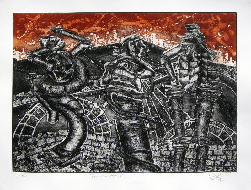 Luis Miguel VALDÉS, "Tres Columnas", Etching (VAL120)